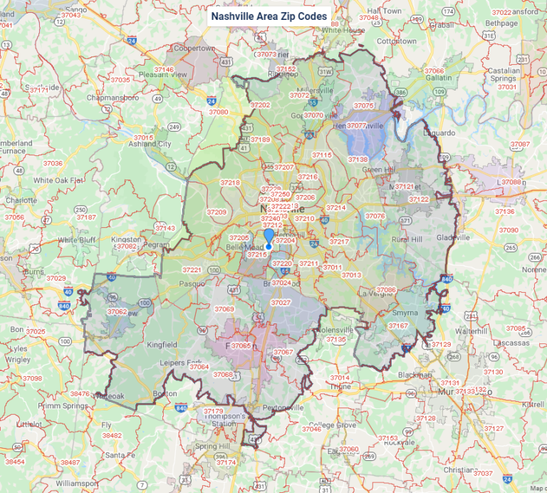 Downtown Nashville Zip Code Map Map